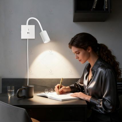 Immax NEO 08296L - Настінний світильник з USB PUNTO 1xGU10/9W/230V білий