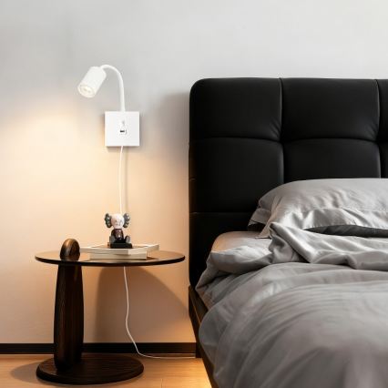 Immax NEO 08296L - Настінний світильник з USB PUNTO 1xGU10/9W/230V білий