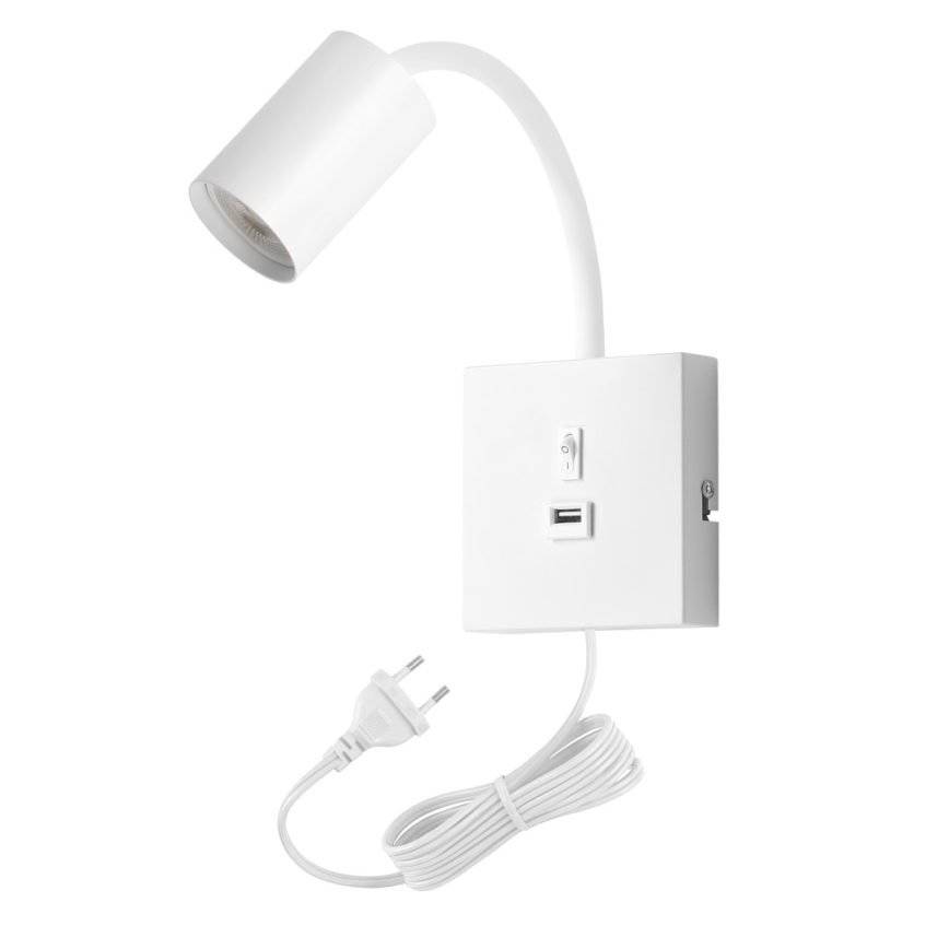 Immax NEO 08296L - Настінний світильник з USB PUNTO 1xGU10/9W/230V білий