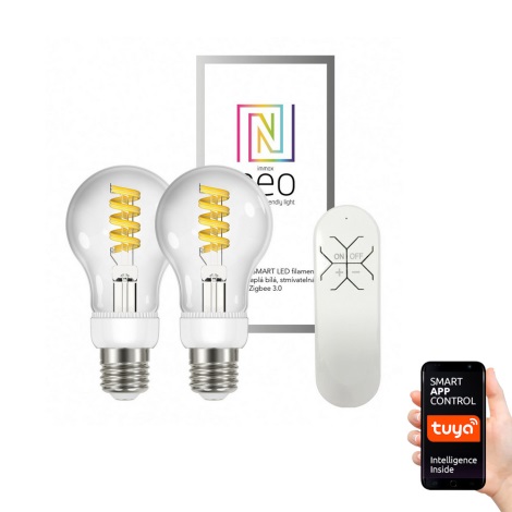 Immax Neo - НАБІР 2x Світлодіодна лампочка з регульованою яскравістю FILAMENT E27/5W/230V 2700-6000K + ДК