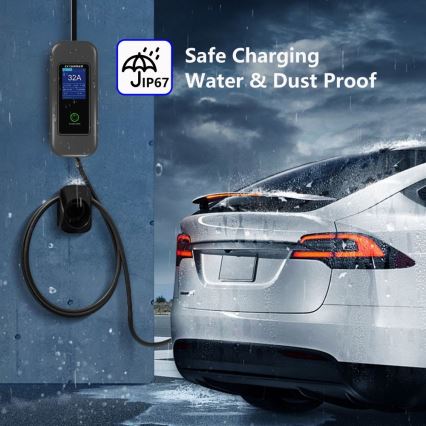 Immax - Мобільна зарядна станція для електромобілів EV AC Type 2 32A/380V 22kW + розетка 230V 5м Wi-Fi Tuya