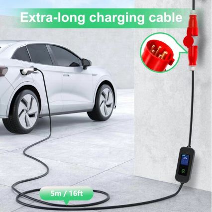 Immax - Мобільна зарядна станція для електромобілів EV AC Type 2 32A/380V 22kW + розетка 230V 5м Wi-Fi Tuya