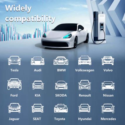 Immax - Портативна зарядна станція EV для електромобілів AC Type 2 16А/380В 11кВт + штекер 230В 5м Wi‑Fi Tuya