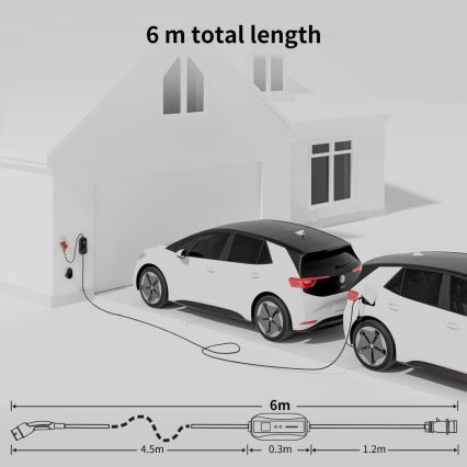 Immax - Дорожная зарядная станция для электромобилей AC тип 2 16A/380V 11kW + вилка 230V, 3,7kW 5 м + чехол