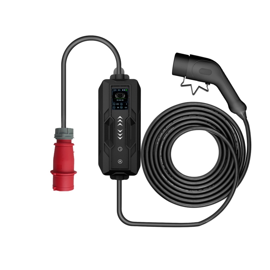 Immax - Портативная зарядная станция для электромобилей EV AC Type 2 16A/380V 11 кВт + розетка 230В, 3,7 кВт, 5 м + чехол