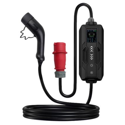 Immax - Портативная зарядная станция для электромобилей EV AC Type 2 16A/380V 11 кВт + розетка 230В, 3,7 кВт, 5 м + чехол