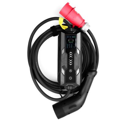 Immax - Портативная зарядная станция для электромобилей EV AC Type 2 16A/380V 11 кВт + розетка 230В, 3,7 кВт, 5 м + чехол