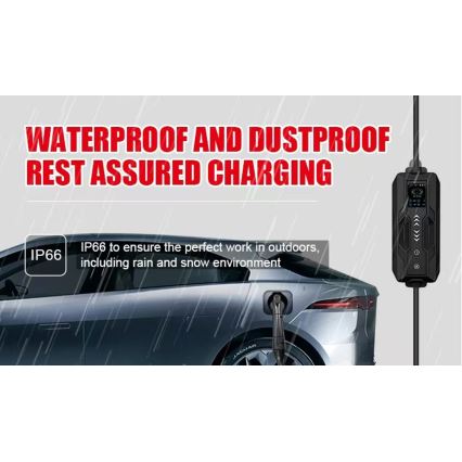Immax - Портативная зарядная станция для электромобилей EV AC Type 2 16A/380V 11 кВт + розетка 230В, 3,7 кВт, 5 м + чехол
