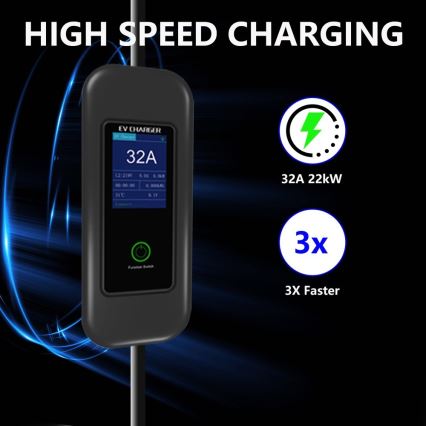 Immax - Портативная зарядная станция для электромобилей EV AC Type 2 32A/380V 22kW + розетка 230V 5м Wi-Fi Tuya