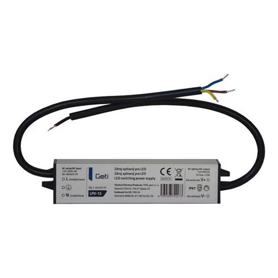 Импульсный блок питания для светодиодных лент 12W/12V IP67