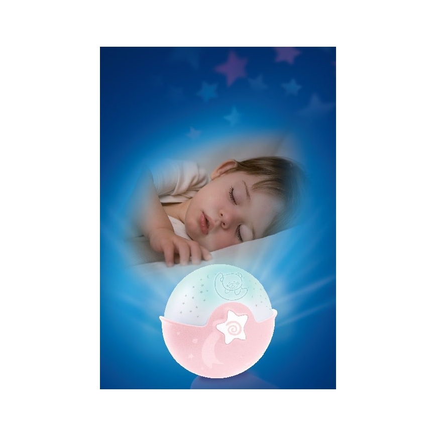 Infantino - Детская лампа с проектором 3xAA розовый