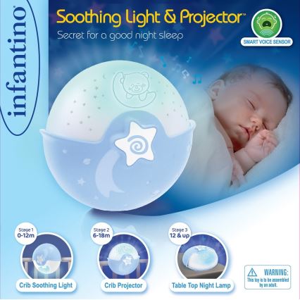 Infantino - Детская лампа с проектором 3xAA синий