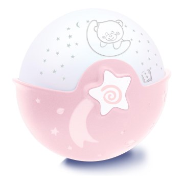 Infantino - Дитяча лампа з проектором 3xAA рожевий