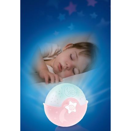 Infantino - Дитяча лампа з проектором 3xAA рожевий