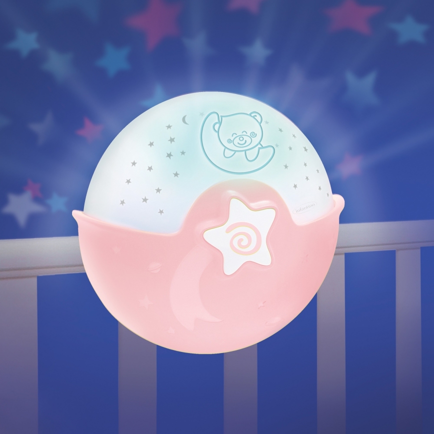 Infantino - Дитяча лампа з проектором 3xAA рожевий