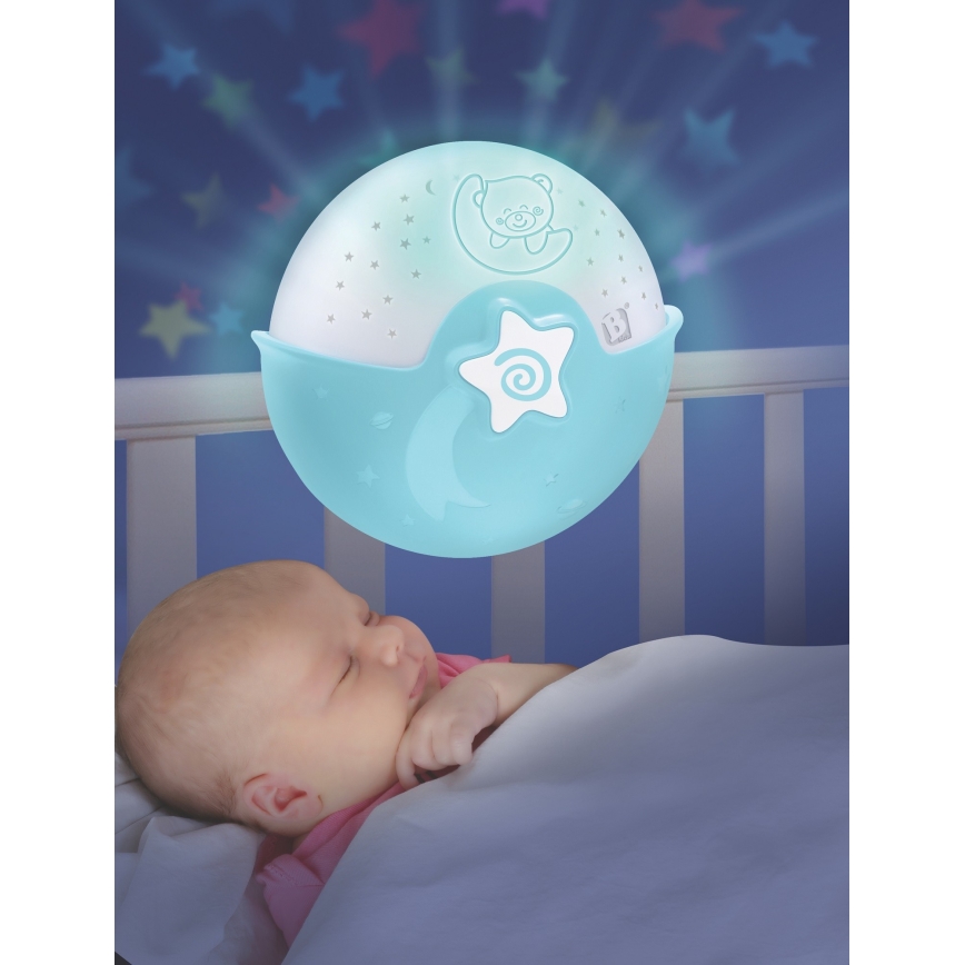 Infantino - Дитяча лампа з проектором 3xAA синій