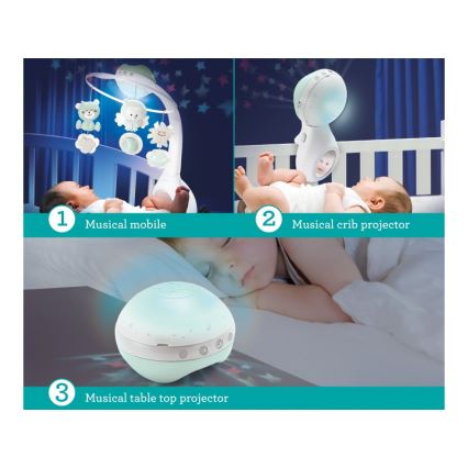 Infantino - Музыкальный мобиль на кроватку и проектор 3в1 3xAAA зеленый