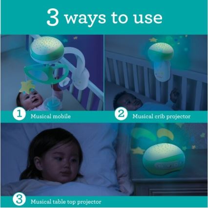 Infantino - Карусель-мобіль для ліжечка з мелодією 3в1 3xAA зелений
