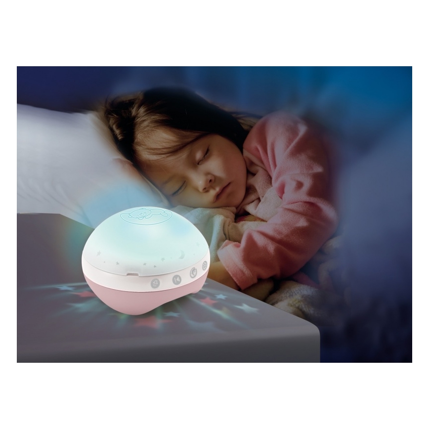 Infantino - Карусель-мобіль для ліжечка з мелодією і проєктор 3в1 3xAAA рожевий