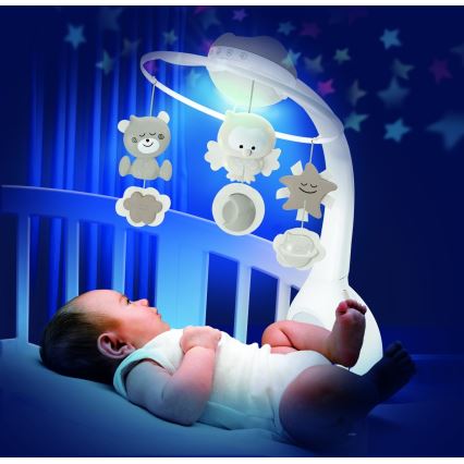 Infantino - Карусель-мобіль для ліжечка з мелодією 3в1 3xAAA коричневий