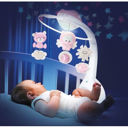 Infantino - Мобіль над ліжечко з мелодією 3 в 1, 3xAAA, рожевий