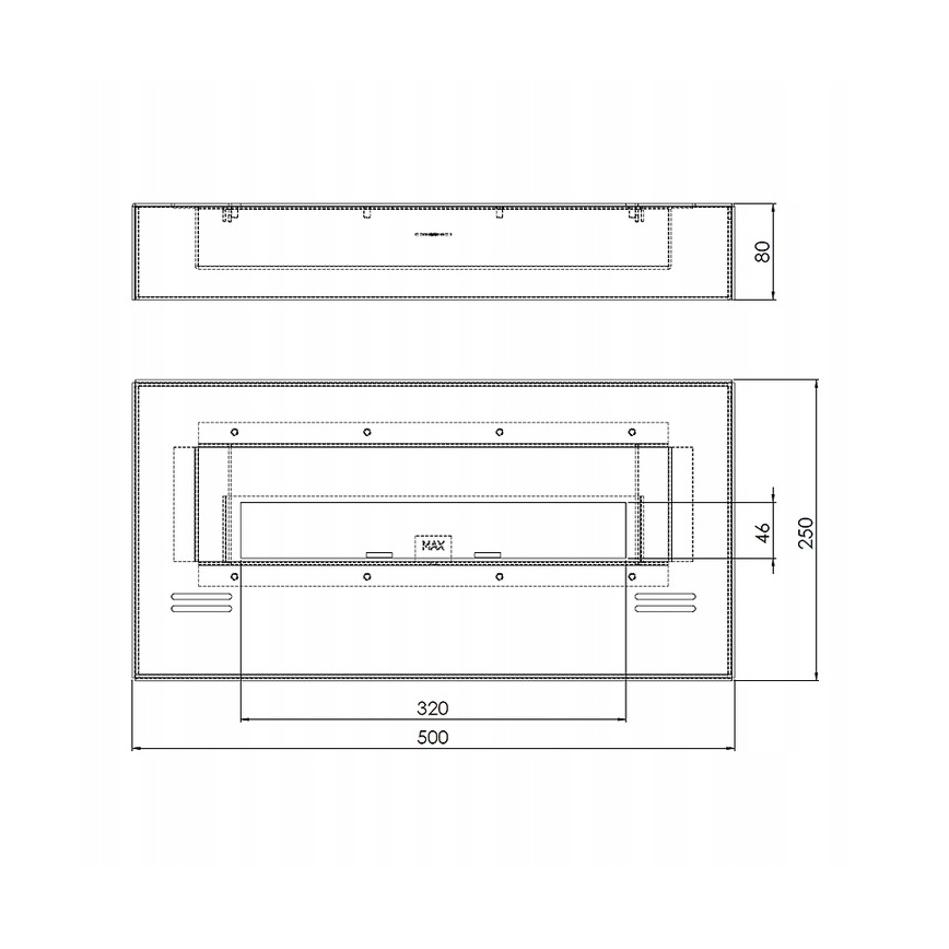 InFire - Біокамін 8x50 см 3 кВт чорний