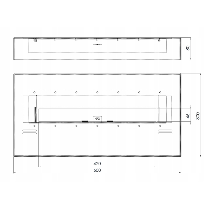 InFire - Биокамин 8x60 см 3kW черный
