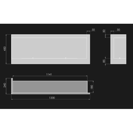 InFire - Угловой биокамин 45x120 см 3kW черный