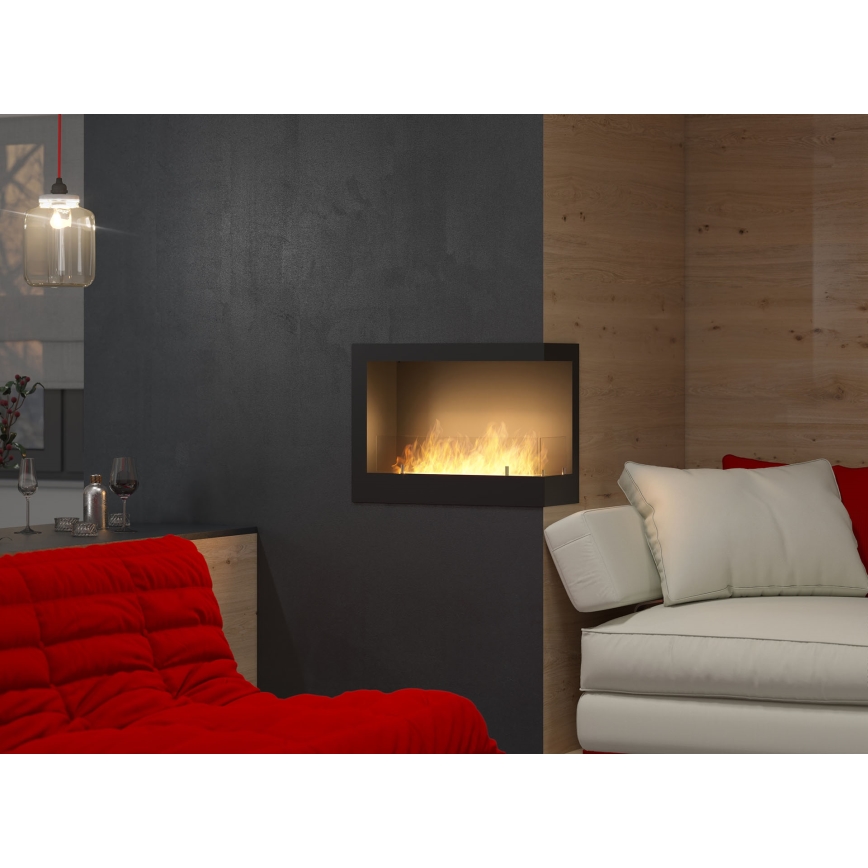 InFire - Угловой биокамин 45x60 см 3kW черный