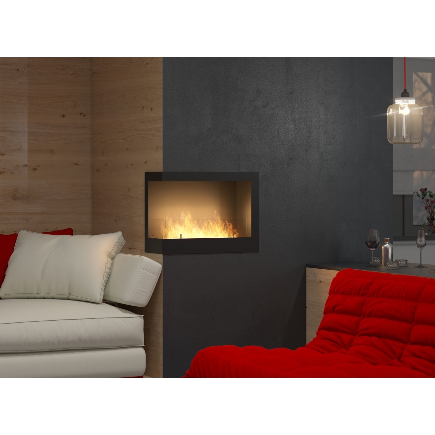 InFire - Угловой биокамин 45x60 см 3kW черный