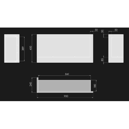 InFire - Угловой биокамин 45x90 см 3kW черный