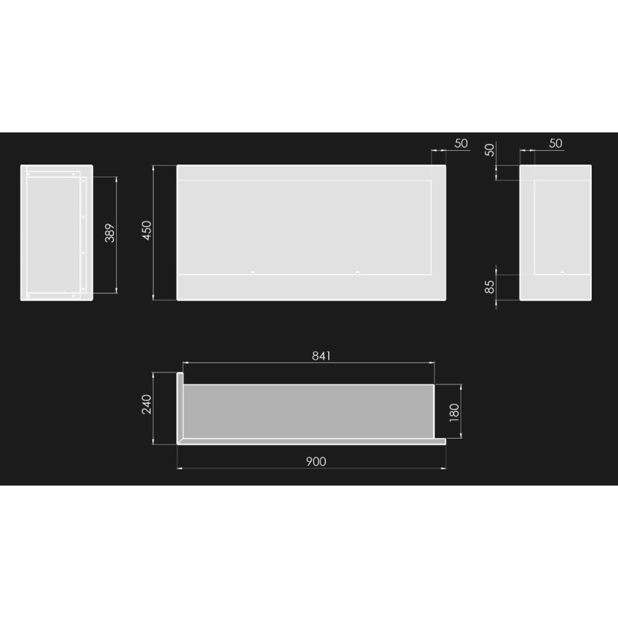 InFire - Угловой биокамин 45x90 см 3kW черный