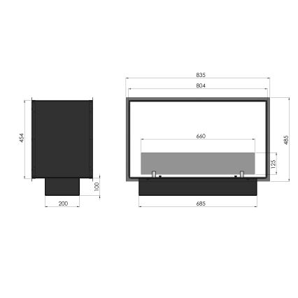InFire - Вбудований Біокамін 48,5x83,5 см 3,5kW чорний