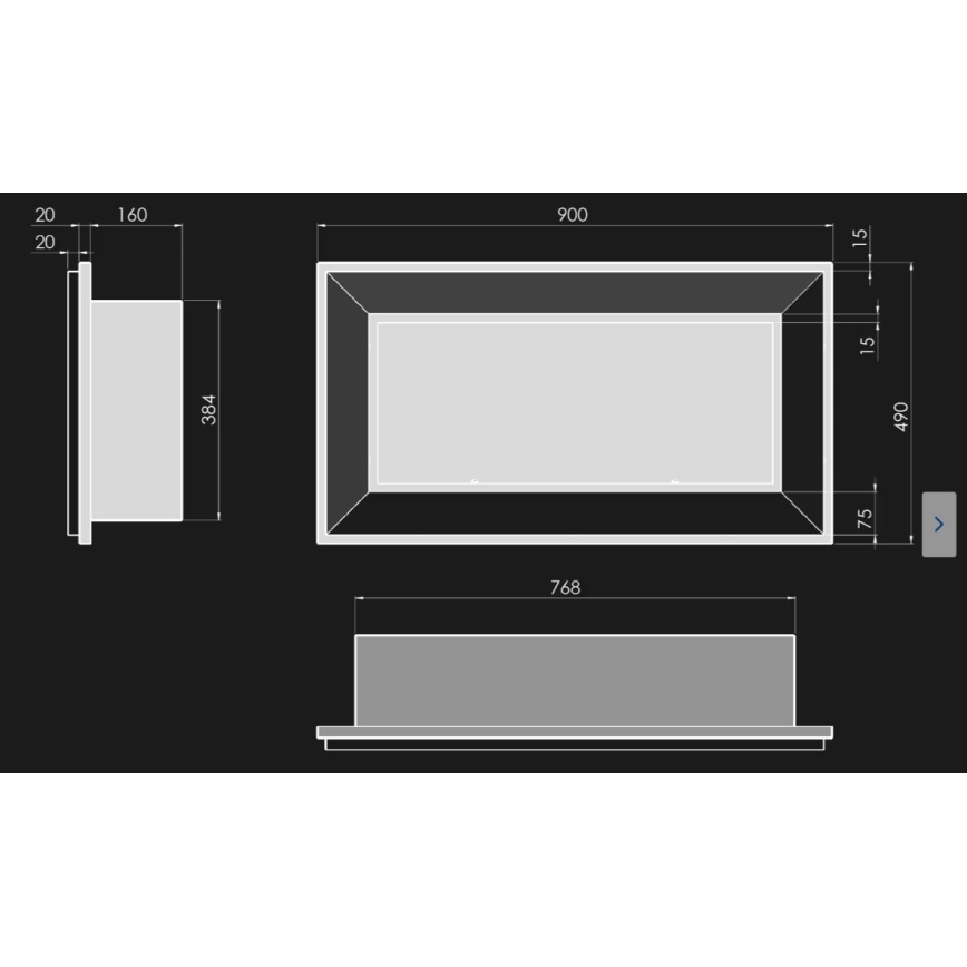 InFire - Вбудований біокамін 49x90 см 3кВт чорний