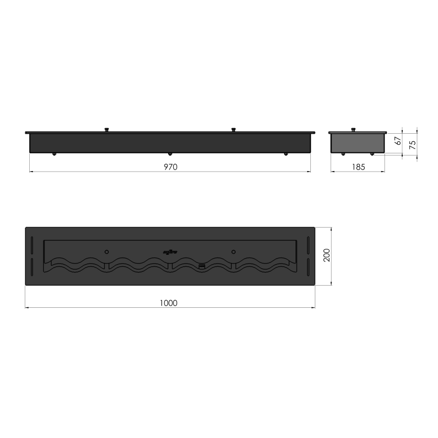 InFire - Вбудований Біокамін 7,5x100 см 6kW чорний
