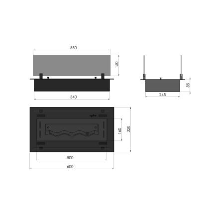 InFire - Вбудований Біокамін 8,5x60 см 3,5kW чорний
