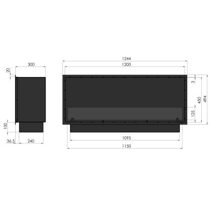 InFire - Встроенный биокамин 49,4x124,4 см 6kW черный