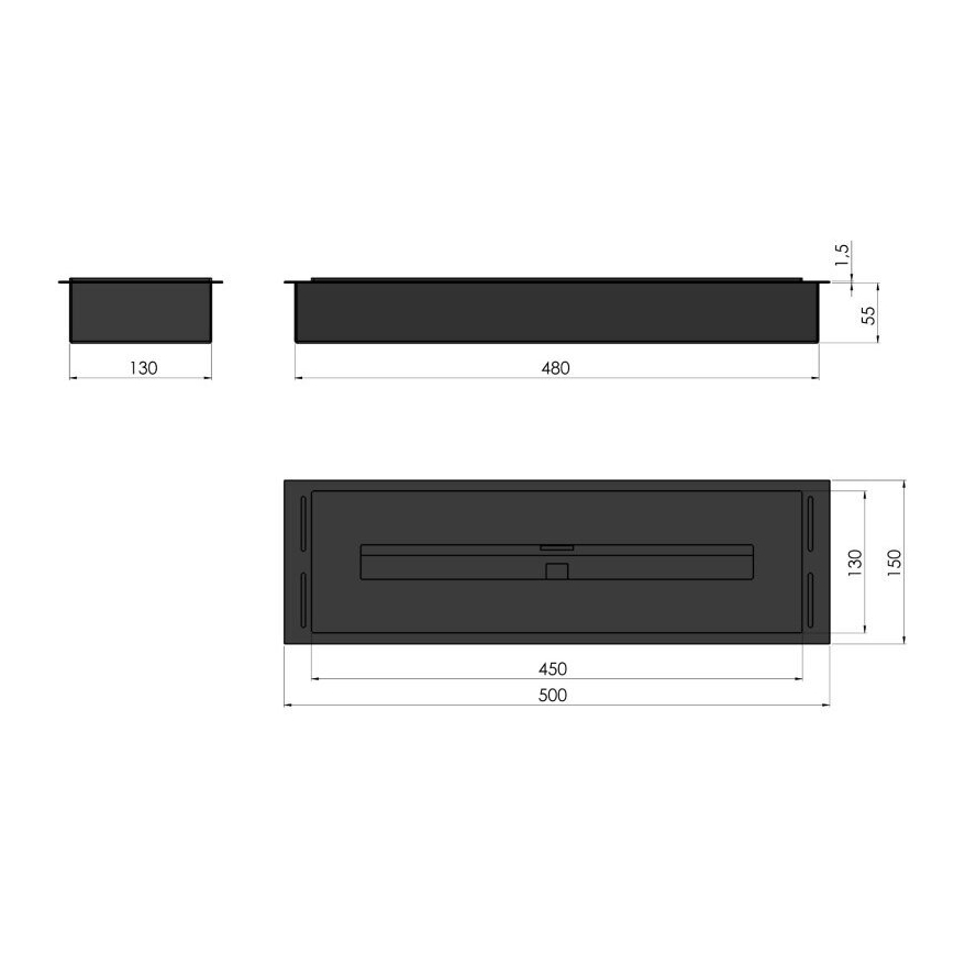 InFire - Встроенный биокамин 5,5x50 см 3kW матовый хром