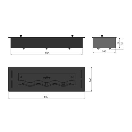 InFire - Встроенный биокамин 7,5x50 см 3,5kW черный