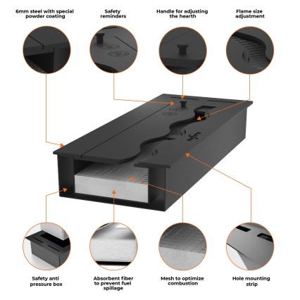 InFire - Встроенный биокамин 7,5x60 см 3,5kW черный