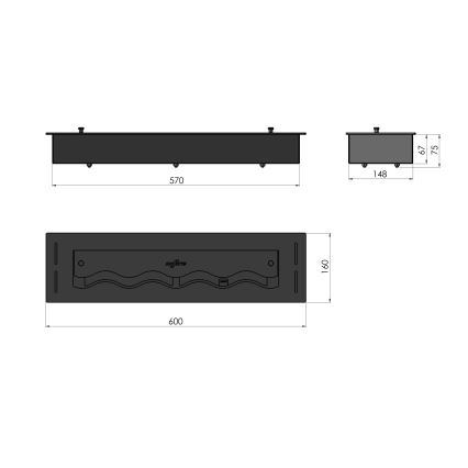 InFire - Встроенный биокамин 7,5x60 см 3,5kW черный