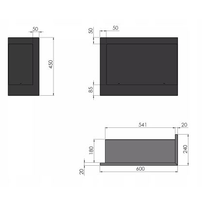 InFire - Кутовий Біокамін 45x60 см 3 кВт чорний