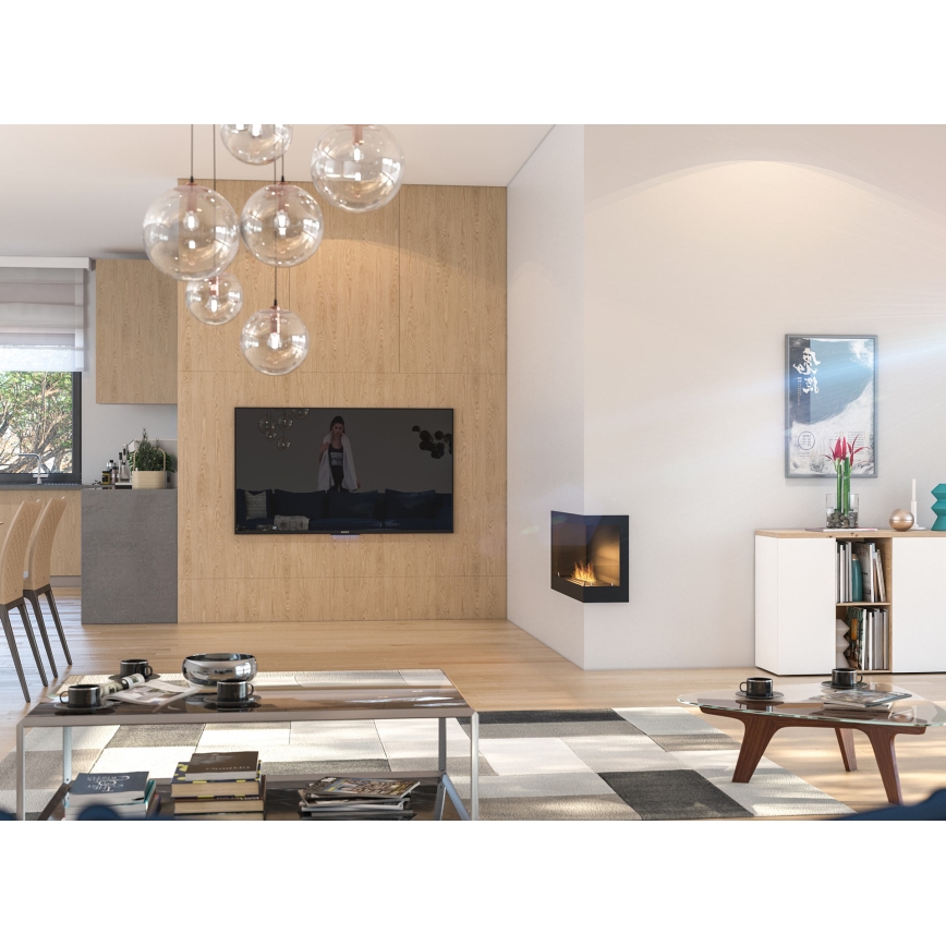 InFire - Кутовий Біокамін 45x90 см 3 кВт чорний