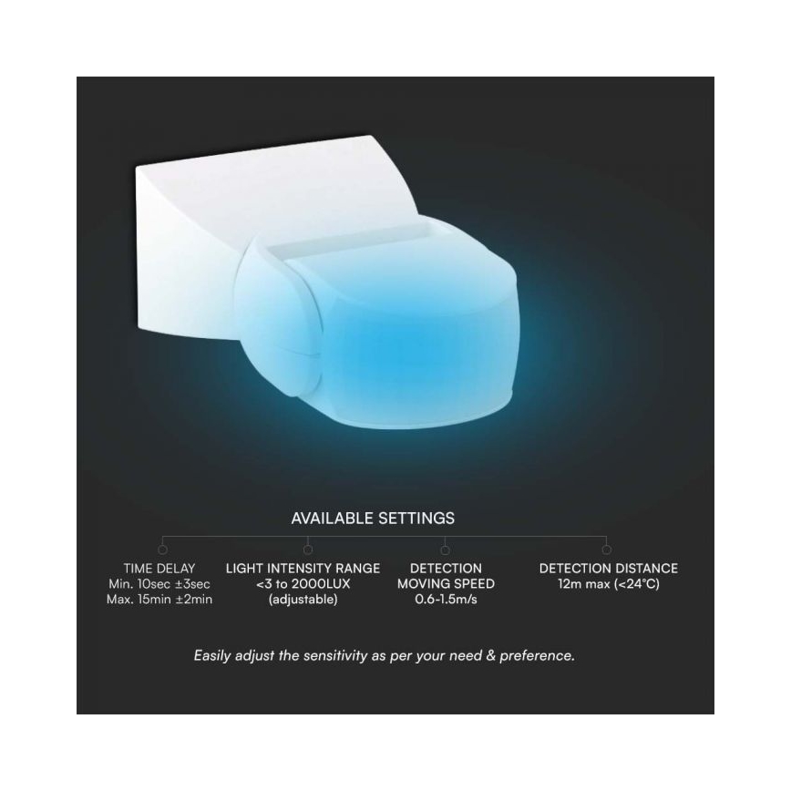 Инфракрасный уличный датчик движения 180° 230V IP65 белый