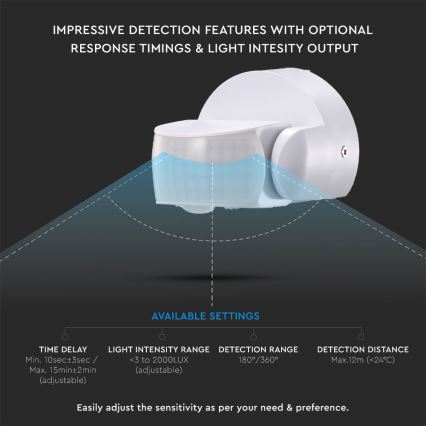 Инфракрасный уличный датчик движения 180/360° 600W/230V IP65 белый
