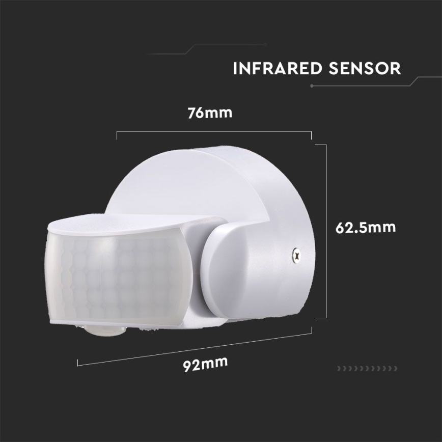 Инфракрасный уличный датчик движения 180/360° 600W/230V IP65 белый