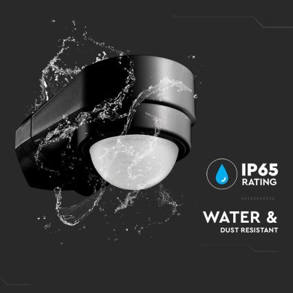 Инфракрасный уличный датчик движения 240° 600W/230V IP65 черный