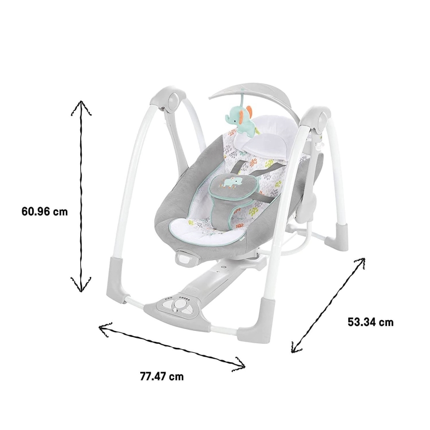 Ingenuity - Дитяче вібруюче крісло-гойдалка з музикою 2в1 WIMBERLY 4xD + 1xC