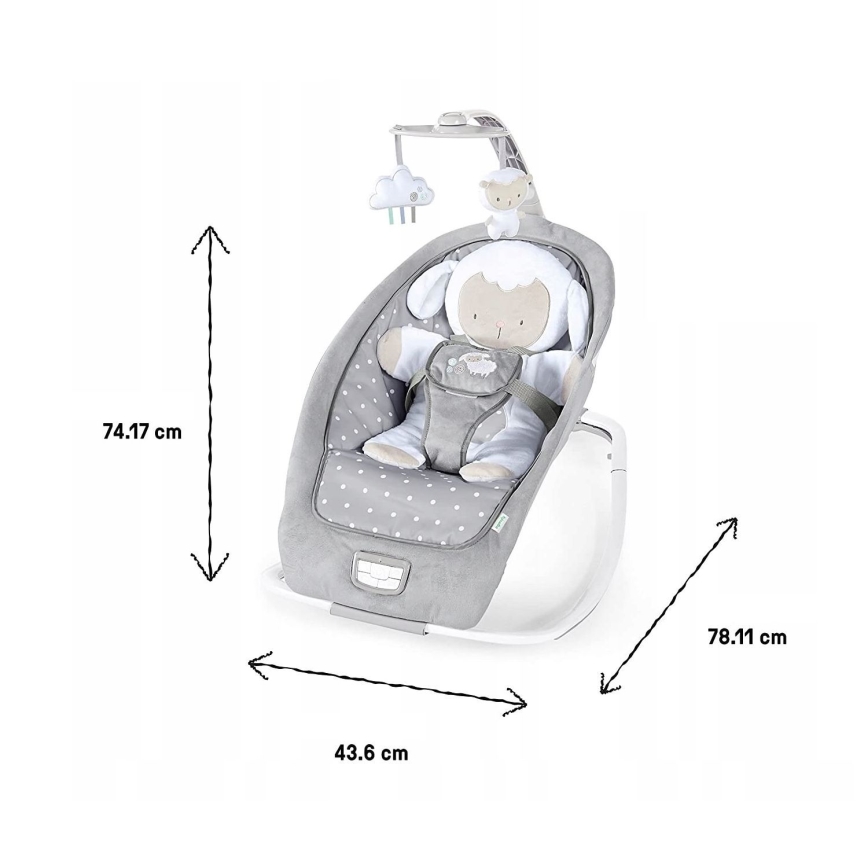 Ingenuity - Дитяче вібруюче крісло-гойдалка з музикою CUDDLE LAMB 3xLR14