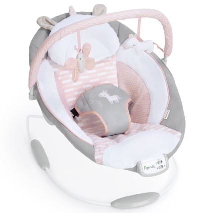 Ingenuity - Дитяче вібруюче крісло-шезлонг із музикою FLORA THE UNICORN 3xC